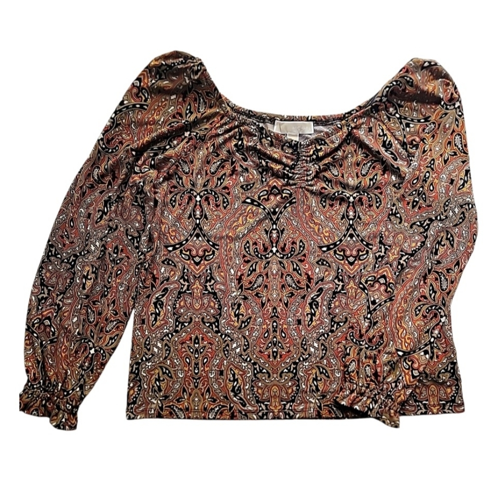 Michael Kors Long Sleeve Paisley Blouse Size Large New Without Tags